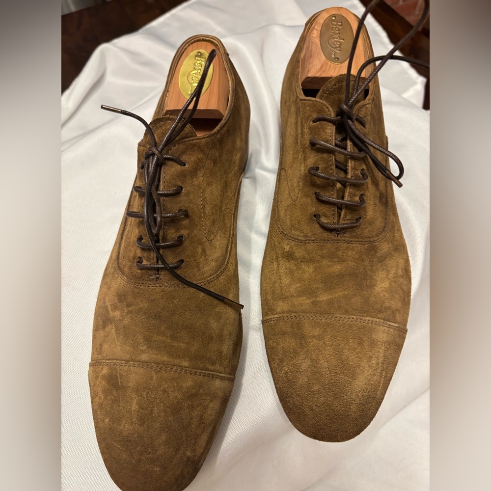 Officine Creative Tan Suede Oxford Shoes